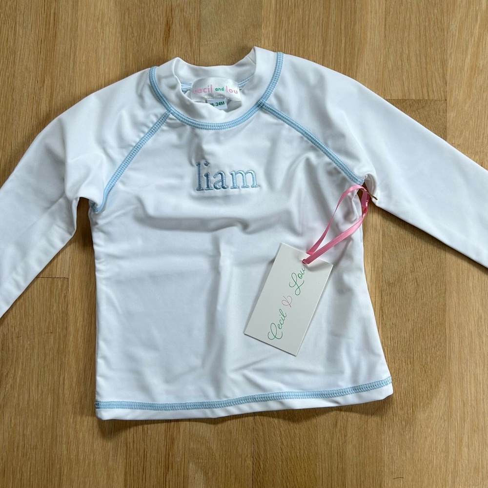 NWT “Liam” Personalized Swim Rash Guard